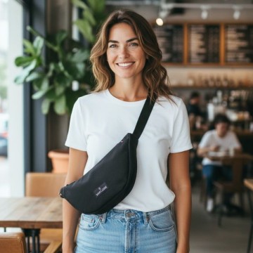 sac banane demi lune noir femme