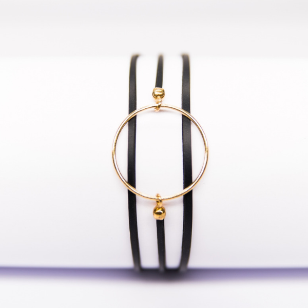 Bracelet anneau et caoutchouc plaqué or