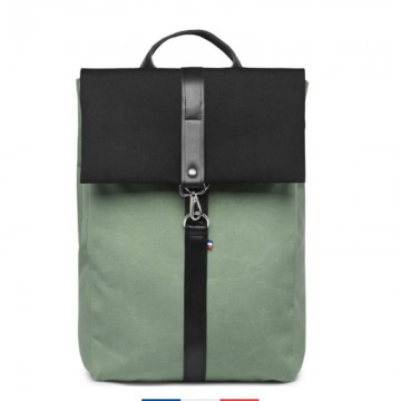 Sac a dos Made in France noir et vert personnalisable