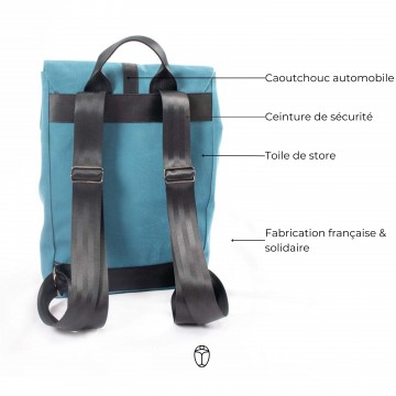 Sac a dos Made in France bleu et responsable