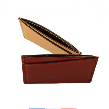 Porte cartes personnalisé beige et bordeaux