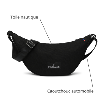 sac demi lune noir matière upcyclée
