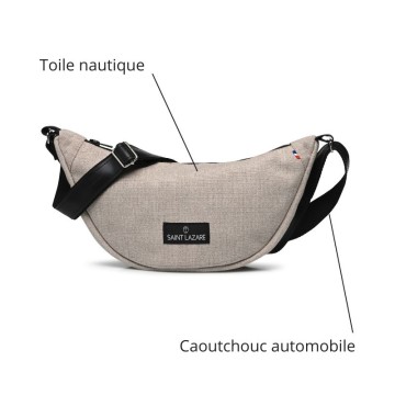 Sac demi lune ecoresponsable et tendance beige de face