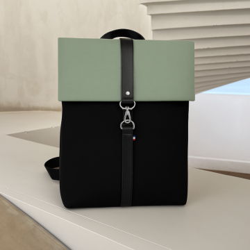Sac à dos noir et vert en toile nautique recyclée – engagement éthique et fabrication française – Saint Lazare