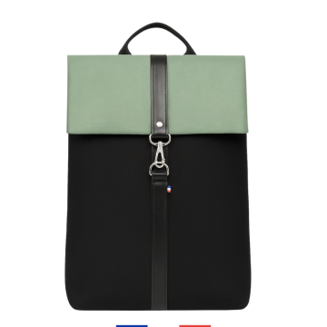 Sac à dos noir et vert en toile upcyclée – design épuré et fabrication française – Saint Lazare