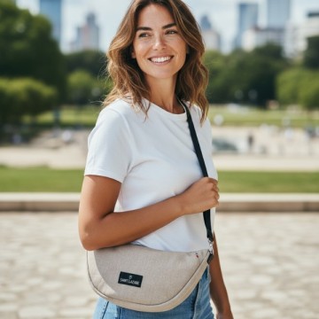 sac demi lune femme beige ville