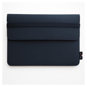 Pochette ordinateur feutre recyclé bleu fabriqué en France