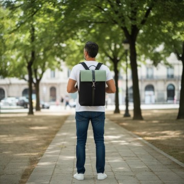 sac à dos français noir et vert homme