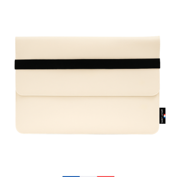 Pochette ordinateur cuir recyclé beige