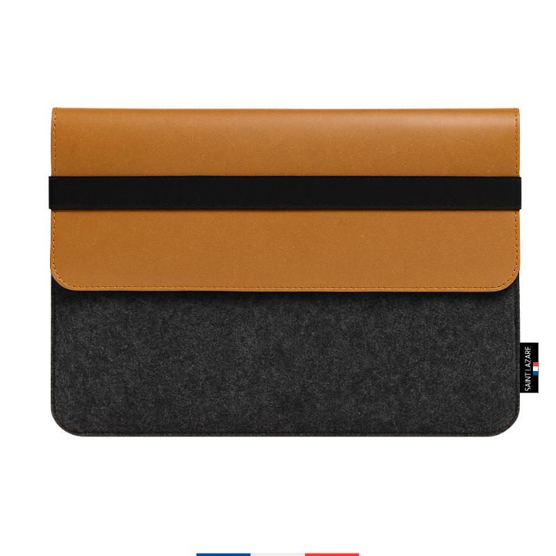 Housse ordinateur cuir recyclé & feutre