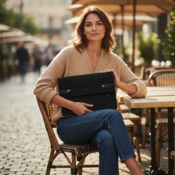 Housse ordinateur Made in France portée femme