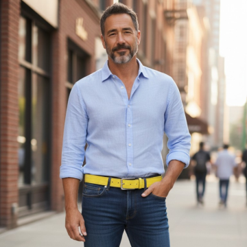 Ceinture homme jaune vegan