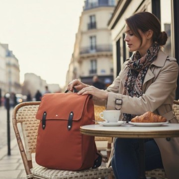 sac à dos urbain chic femme rouille