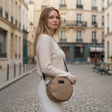 Sac à main rond femme beige