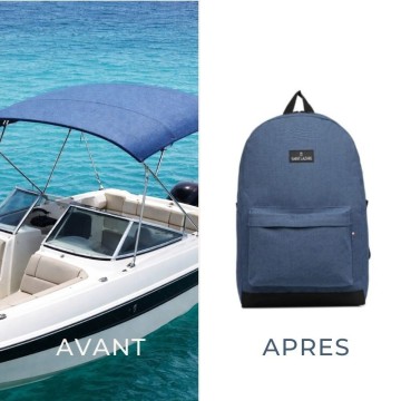 sac à dos upcycling bleu