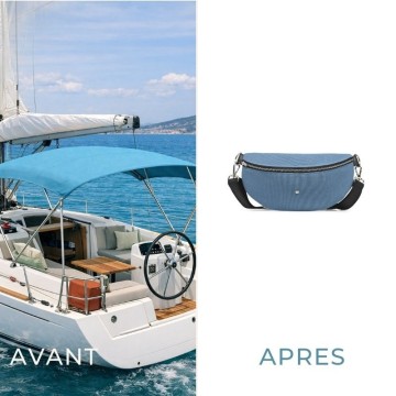 sac banane recyclée bleue