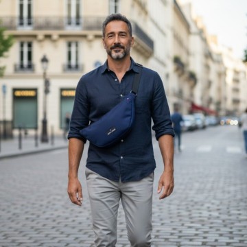 sac banane homme demi-lune bleu