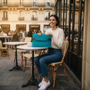 pochette ordinateur turquoise femme