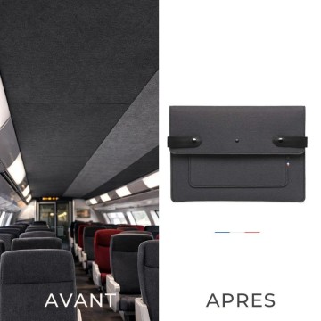 pochette ordinateur upcyclée grise