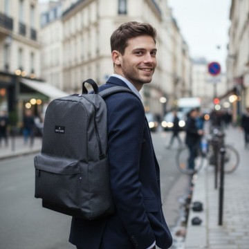 sac à dos urbain homme gris