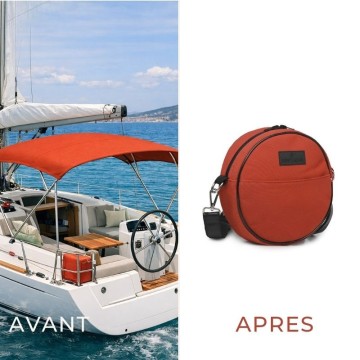 sac à main rond upcycling terracotta