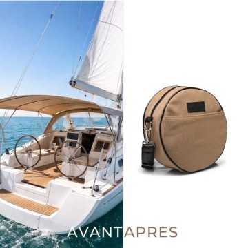 sac à main rond upcycling beige