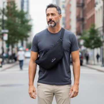 Sac banane demi-lune noir- Made in France & éthique I SAINT LAZARE