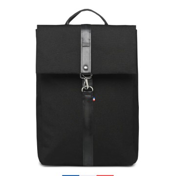 Sac à dos noir en toile upcyclée – design épuré et fabrication française – Saint Lazare