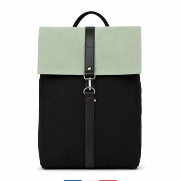 Sac à dos noir et vert en toile upcyclée – design épuré et fabrication française – Saint Lazare