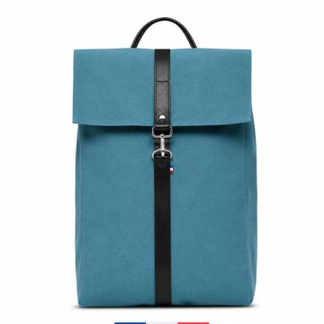 Sac à dos urbain bleu paon en toile upcyclée – design minimaliste et fabrication française – Saint Lazare