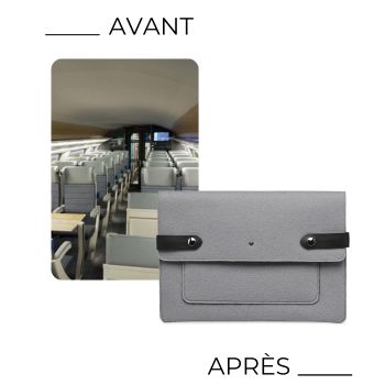 pochette ordianteur made in France feutre gris clair